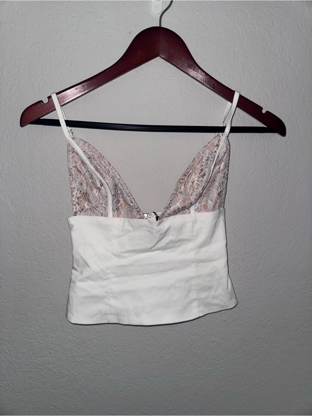White Fox Boutique White Lace-Trim Bustier Cami
